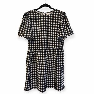 Urban Bliss Gingham Check Peplum Puff Sleeve Mini Dress Cottagecore Preppy Sz 4